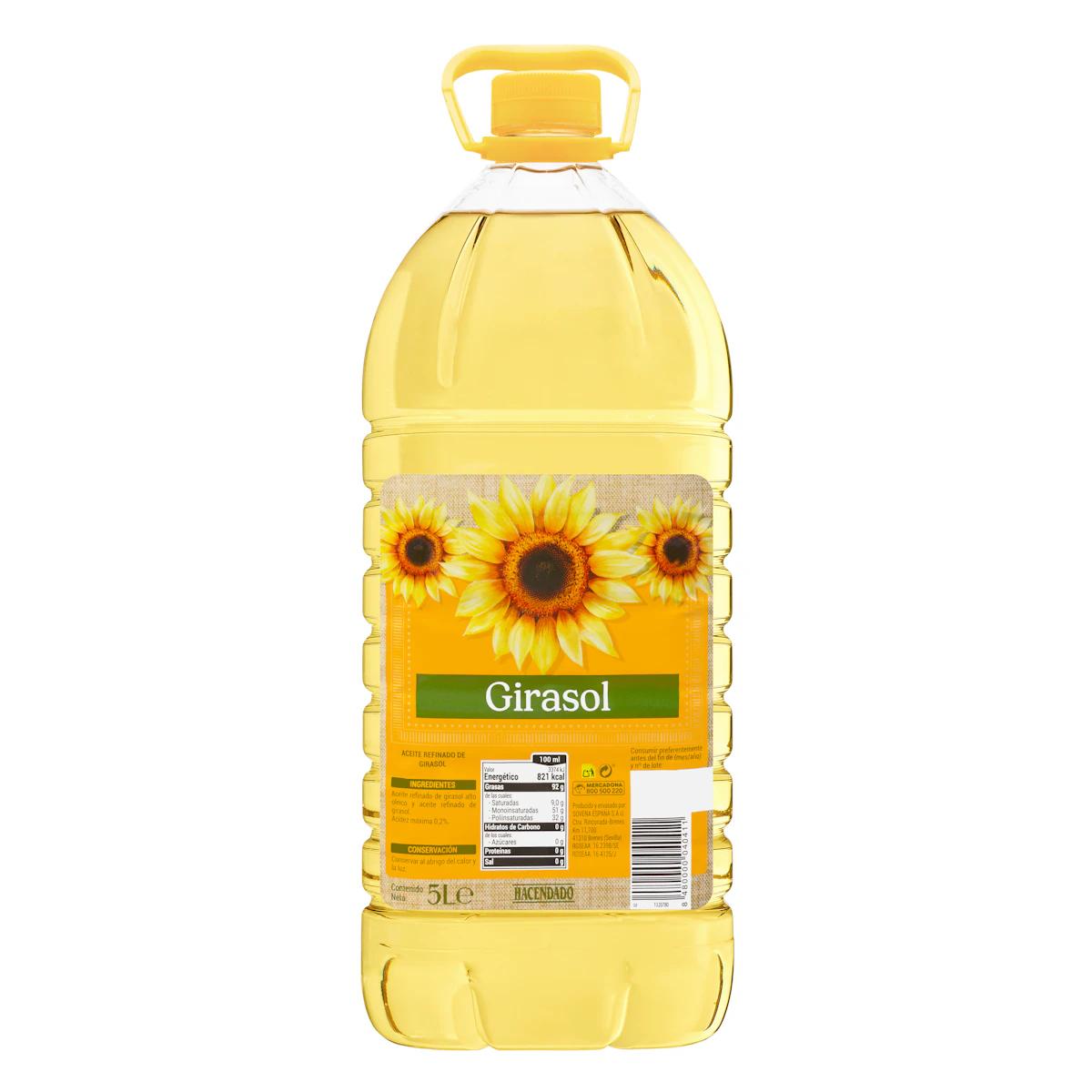 Aceite de girasol refinado 0,2º Hacendado