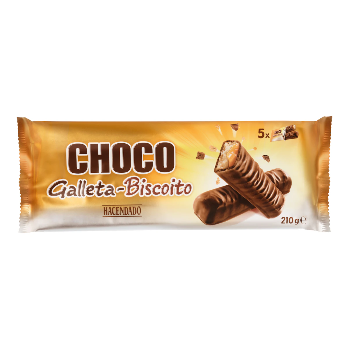 Barritas de galleta y caramelo Hacendado bañadas de chocolate con leche