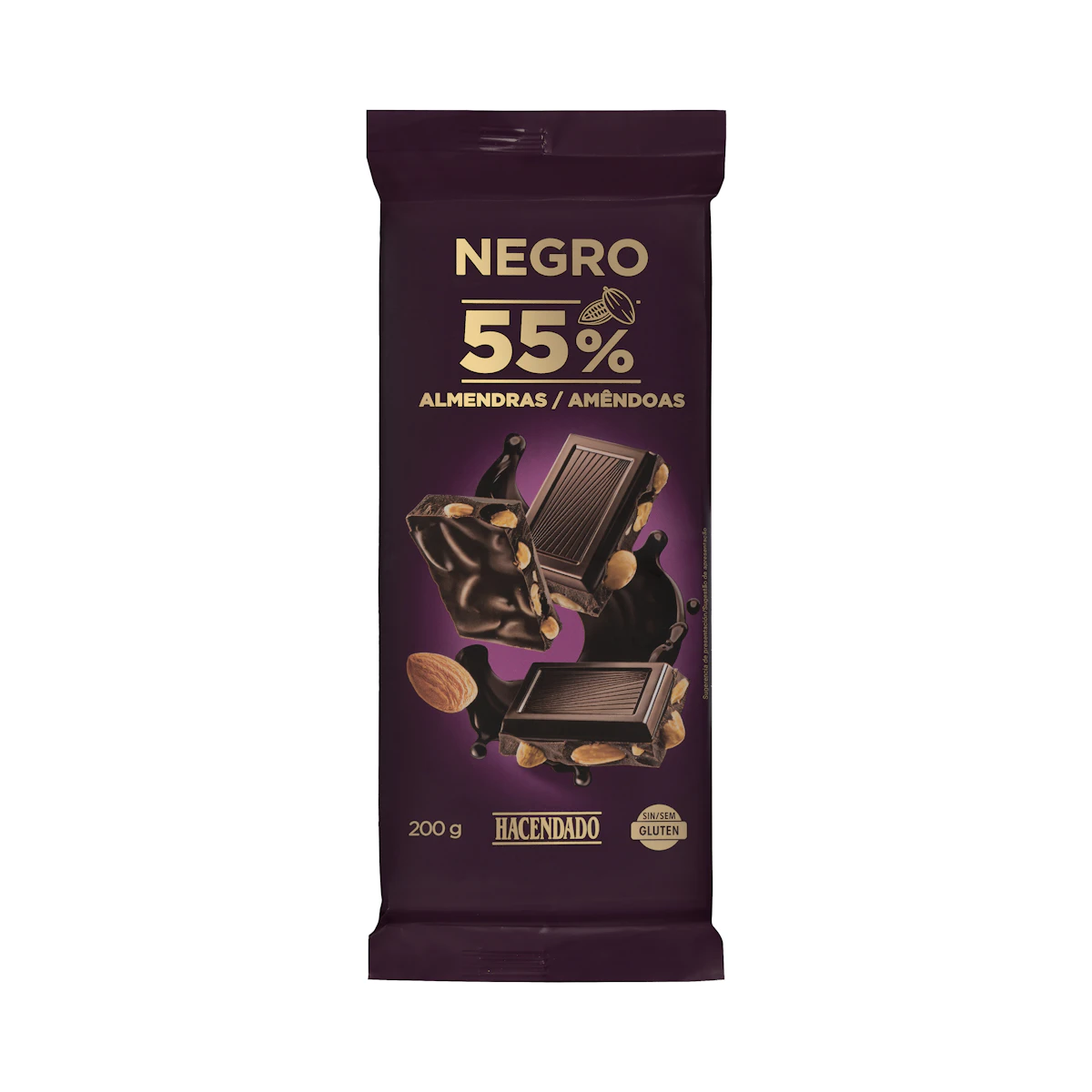 Chocolate negro 55% cacao Hacendado con almendras