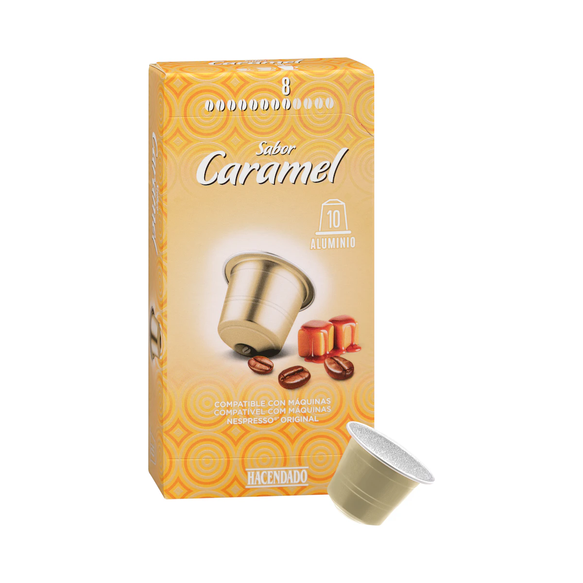 Café en cápsula sabor Caramel Hacendado