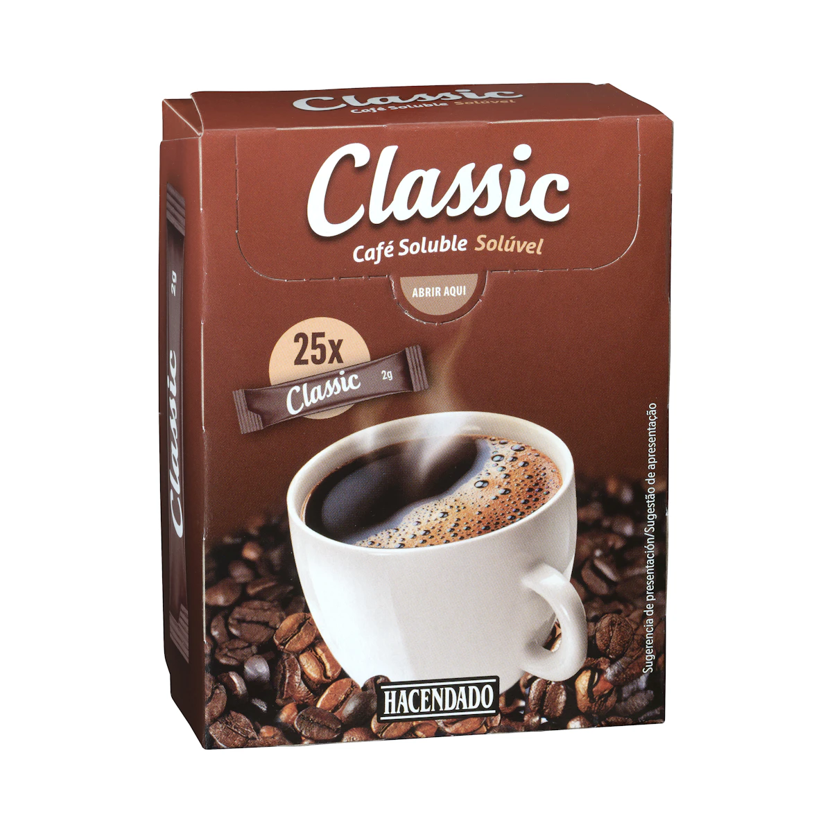 Café soluble classic en sobres Hacendado