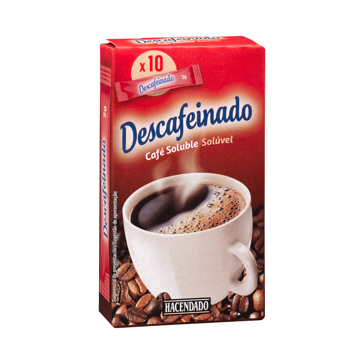 Café soluble descafeinado en sobres Hacendado