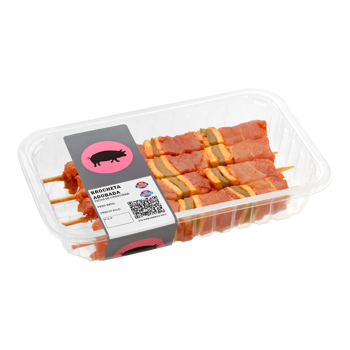 Brochetas de cerdo adobadas con varilla