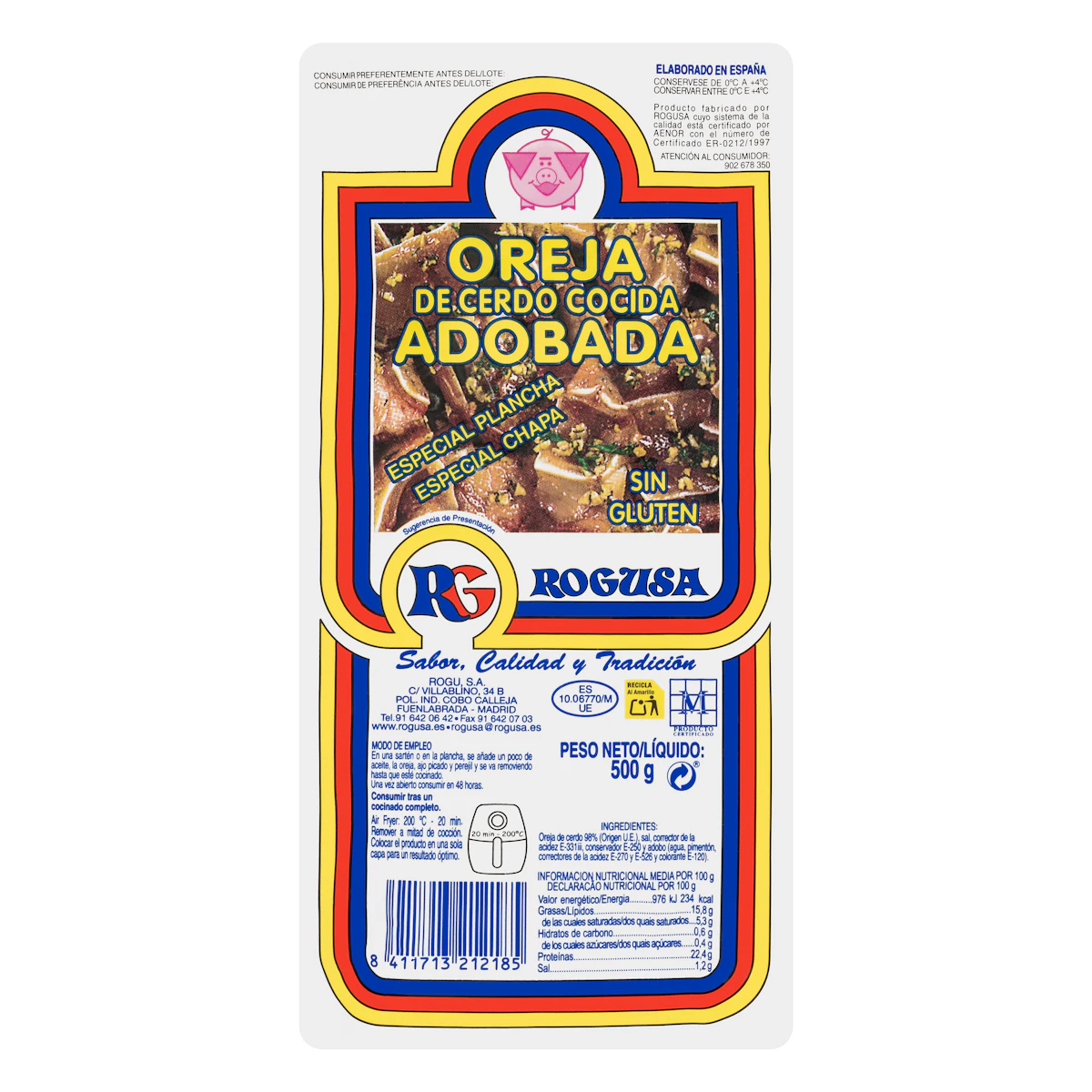 Oreja de cerdo cocida adobada Rogusa