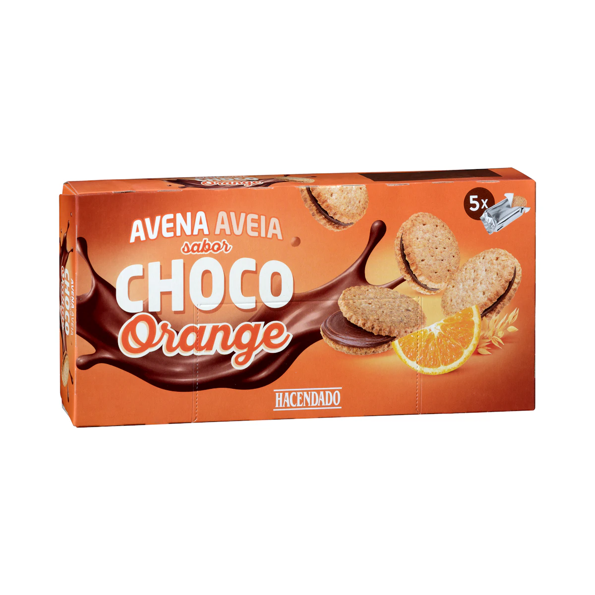Galletas con avena sabor Choco Orange con relleno de crema de chocolate Hacendado