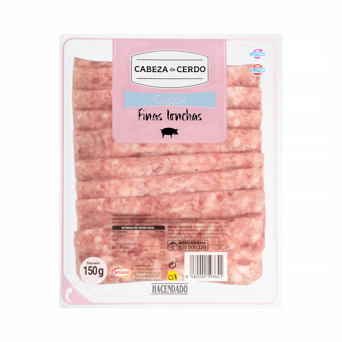 Cabeza de cerdo Hacendado finas lonchas