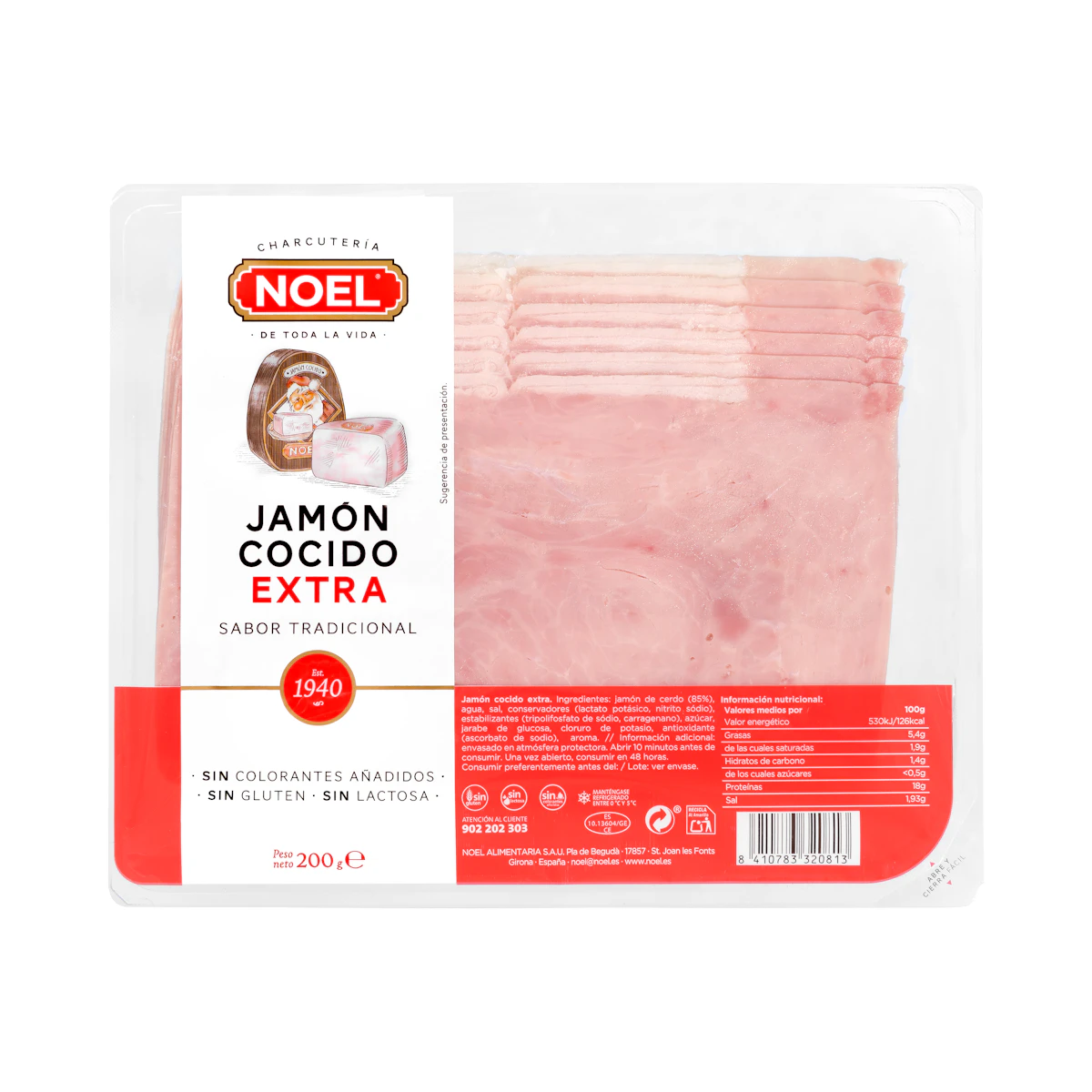 Jamón cocido extra Noel lonchas