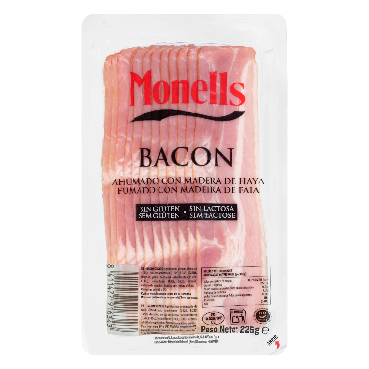 Bacón ahumado Monells lonchas