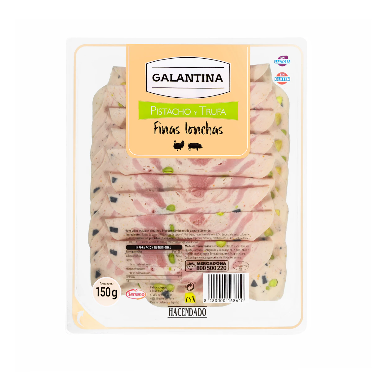 Galantina con pistacho y trufa Hacendado finas lonchas