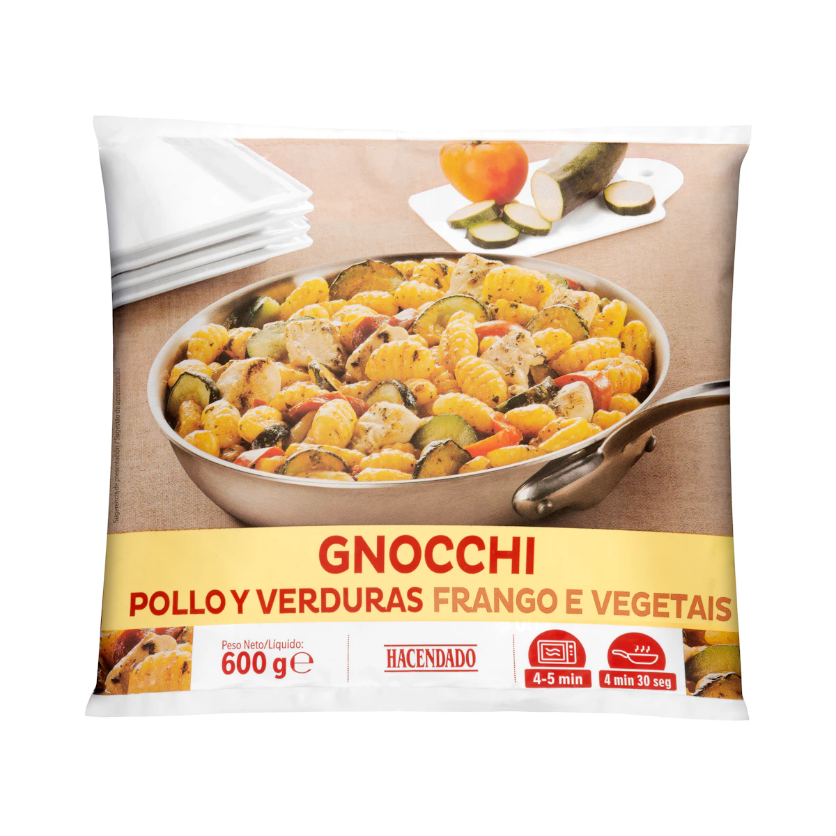Gnocchi de pollo y verduras Hacendado ultracongelados