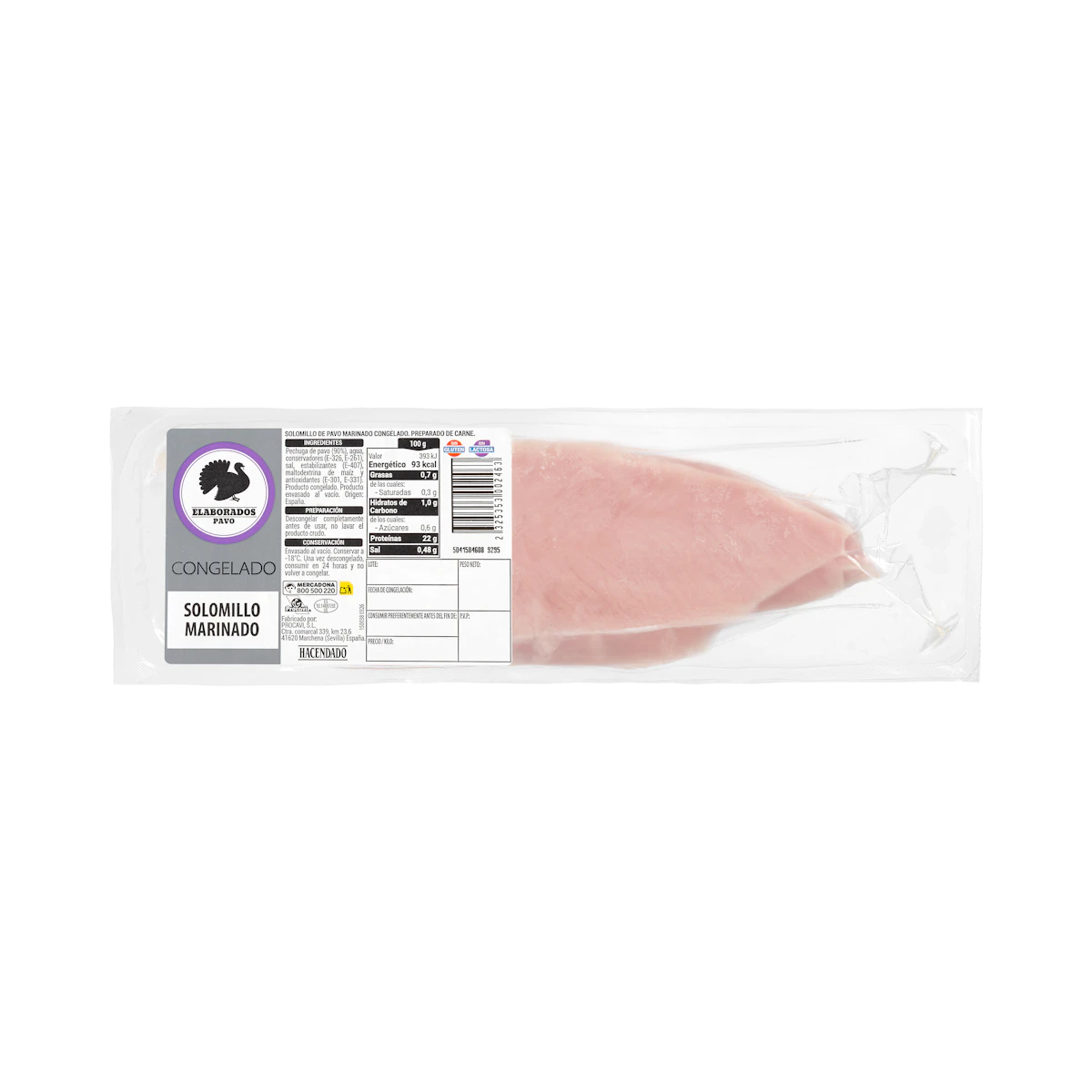 Solomillo de pavo marinado congelado