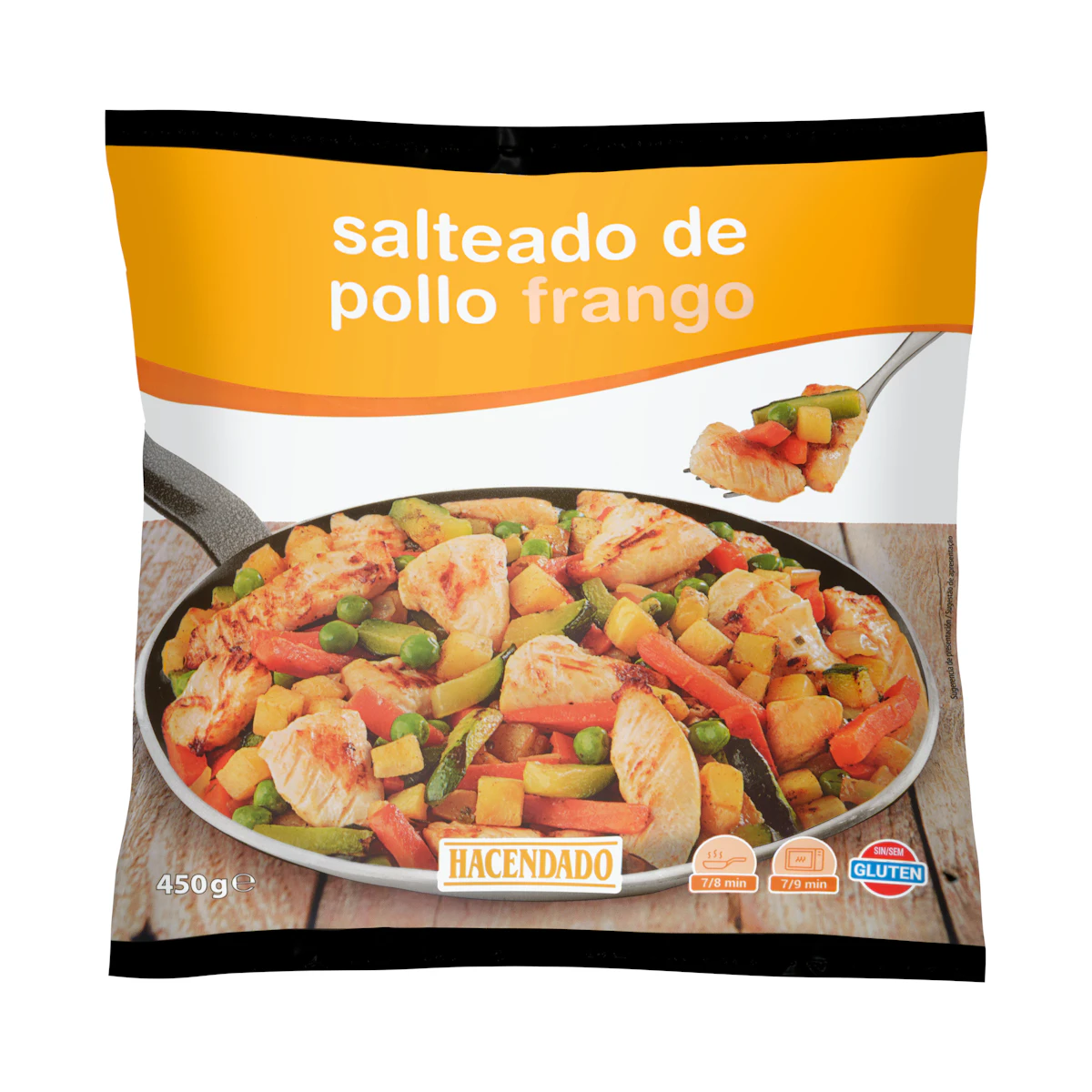 Salteado de pollo Hacendado ultracongelado
