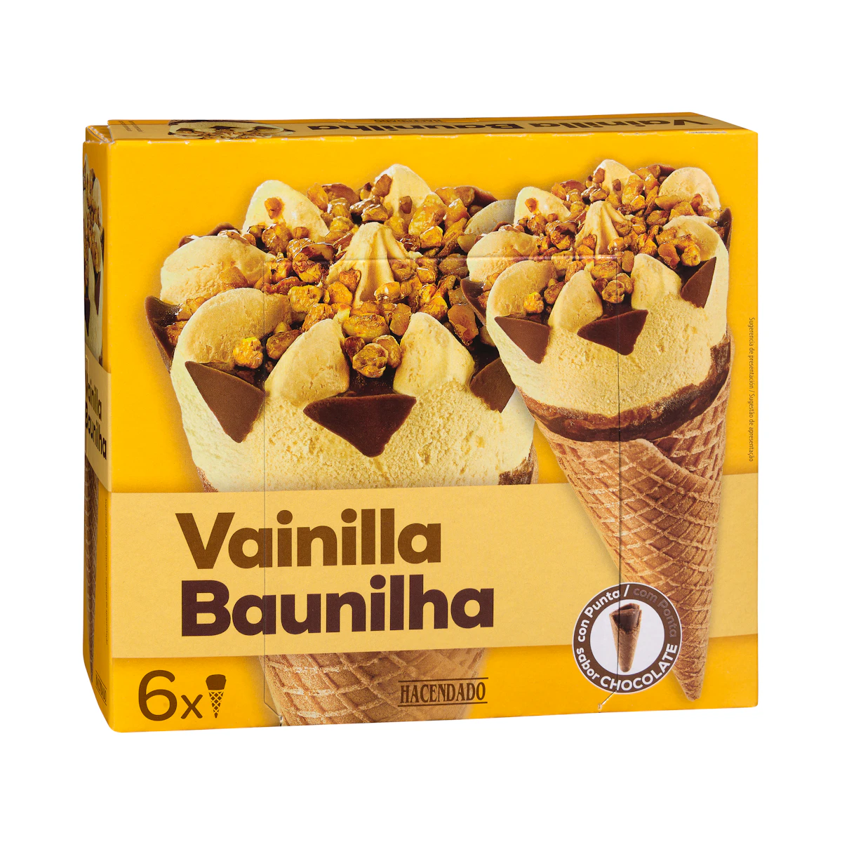 Helado cucurucho sabor vainilla Hacendado
