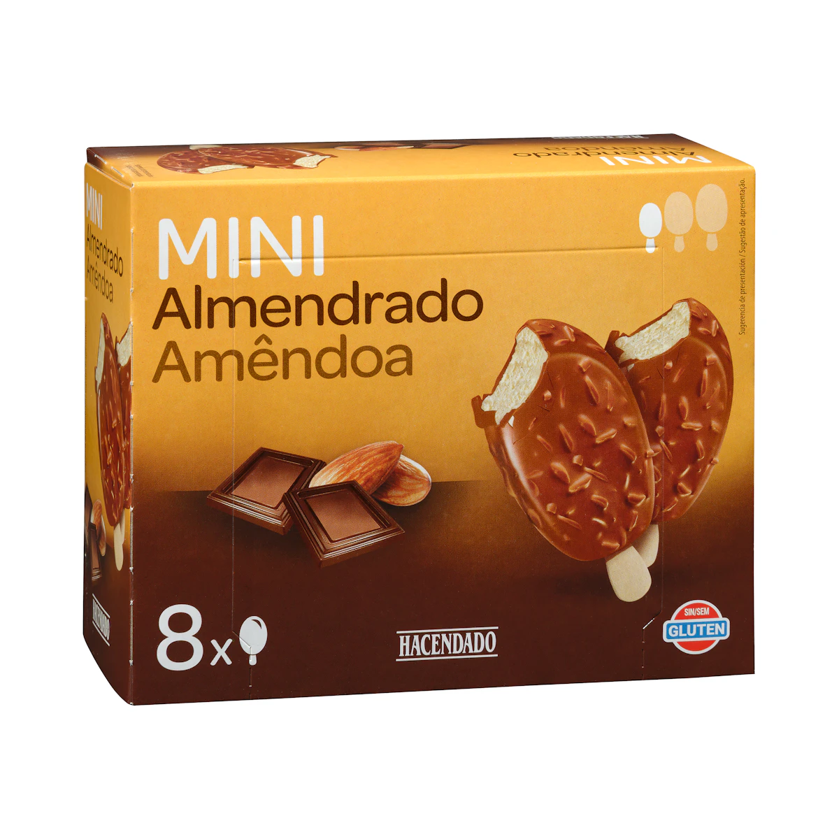 Mini helado bombón almendrado Hacendado sabor vainilla