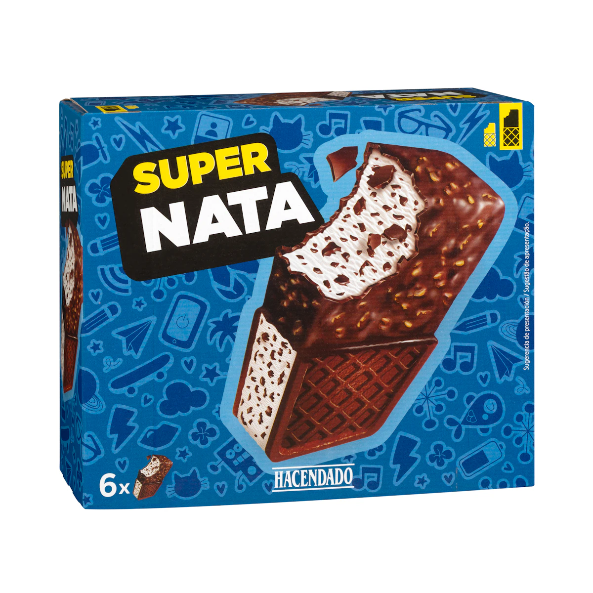 Super helado sándwich sabor nata Hacendado