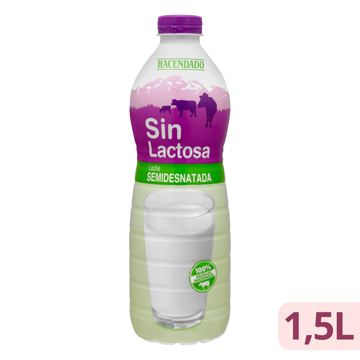 Leche semidesnatada sin lactosa Hacendado
