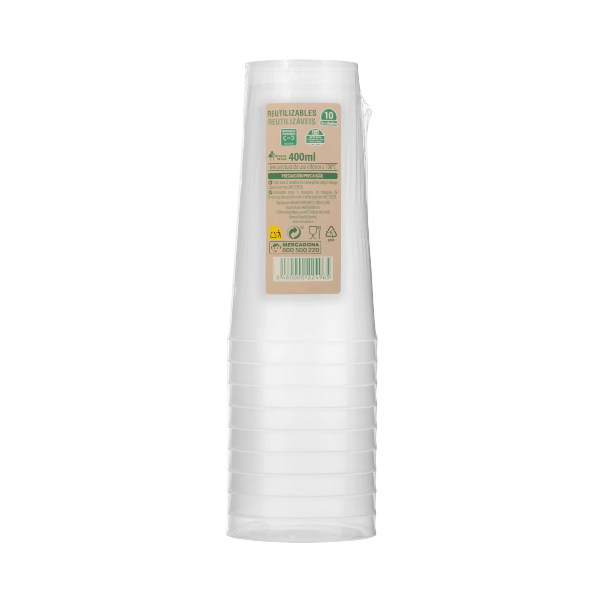 Vasos medianos de plástico Bosque Verde reutilizables