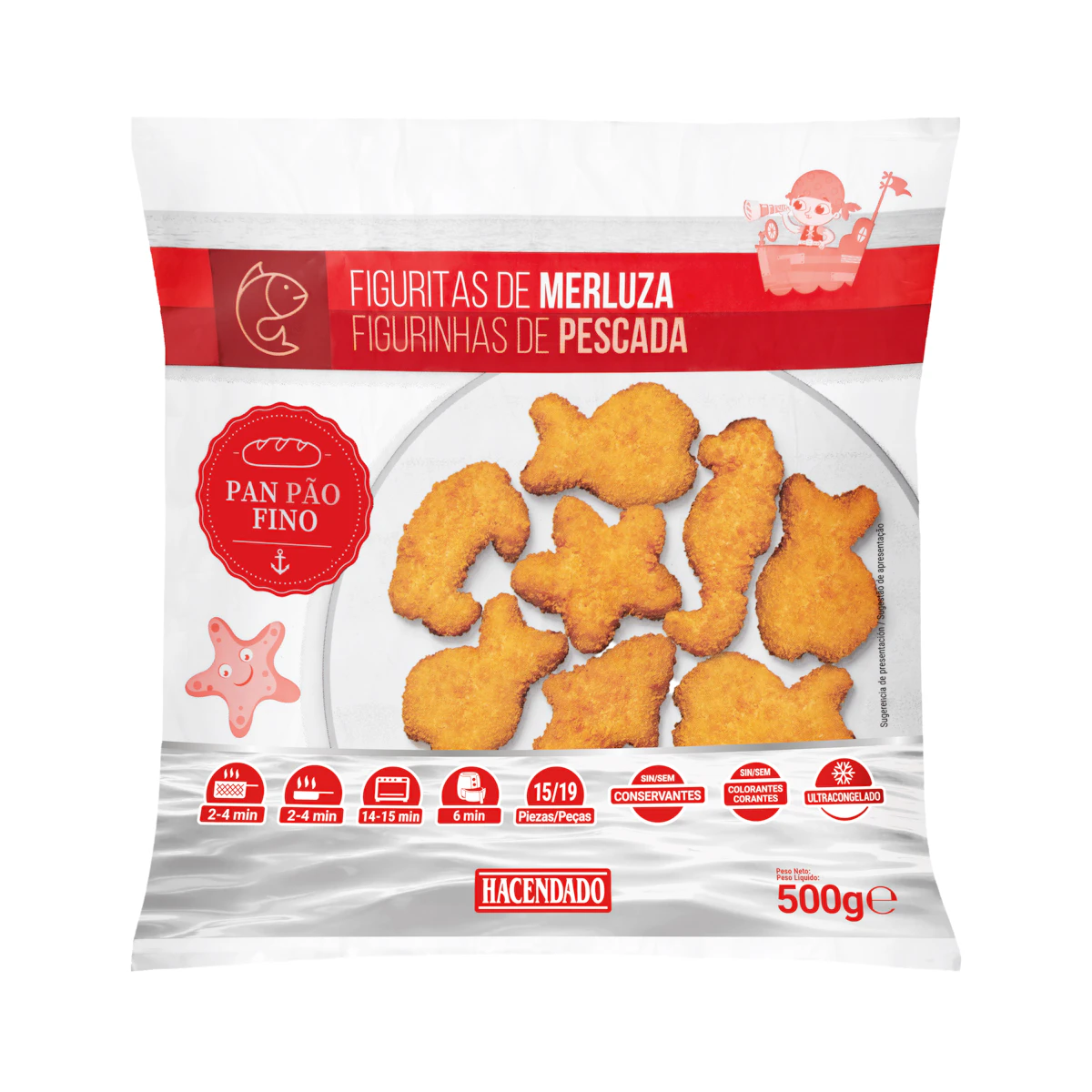 Figuritas de merluza empanadas Hacendado ultracongeladas