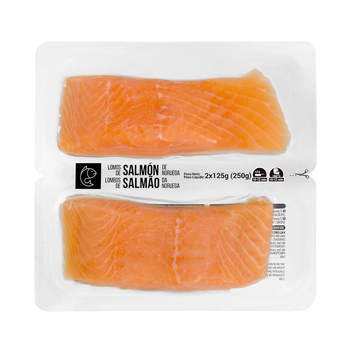 Lomos de salmón sin piel Hacendado congelado