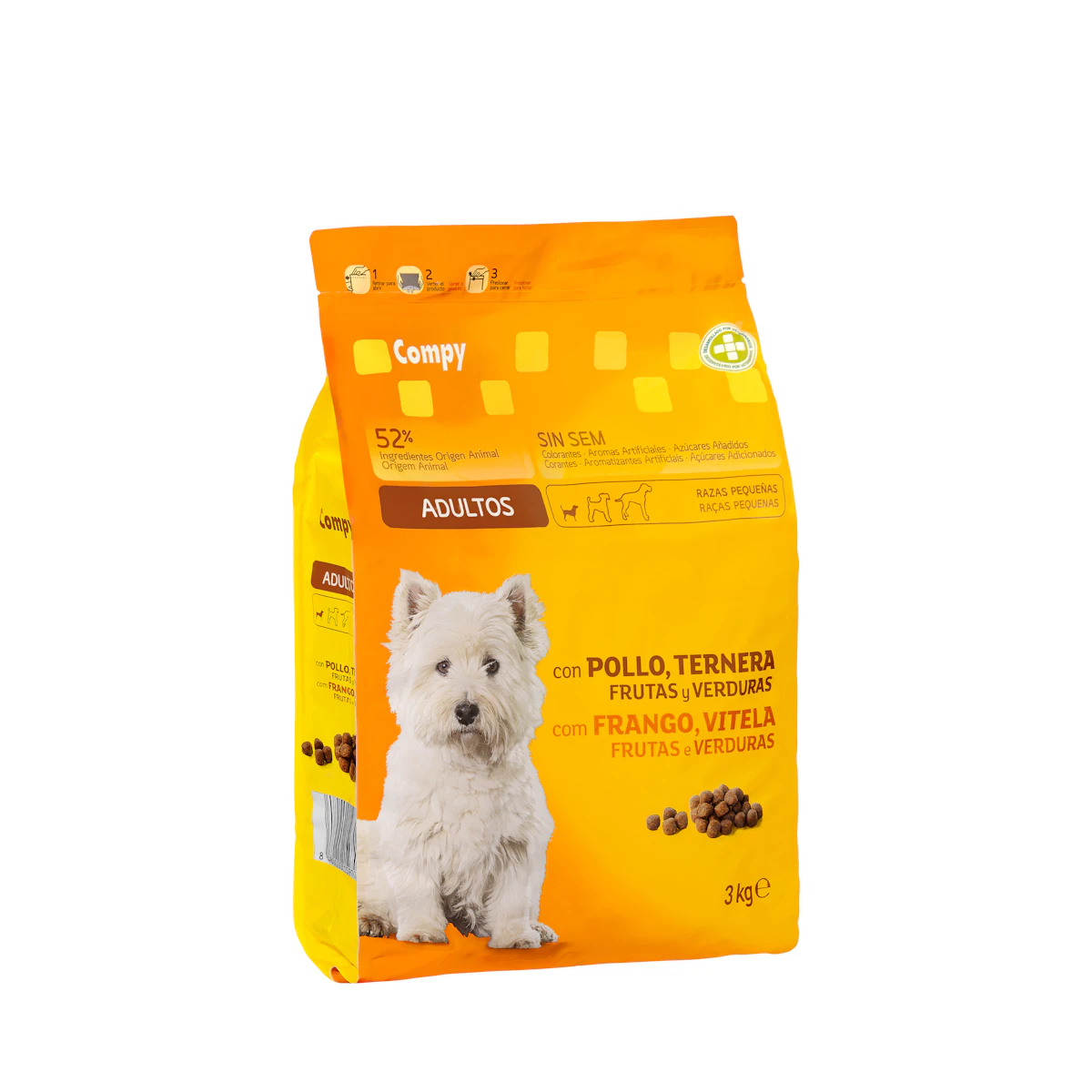 Comida perro adulto Compy con pollo, ternera, frutas y verduras