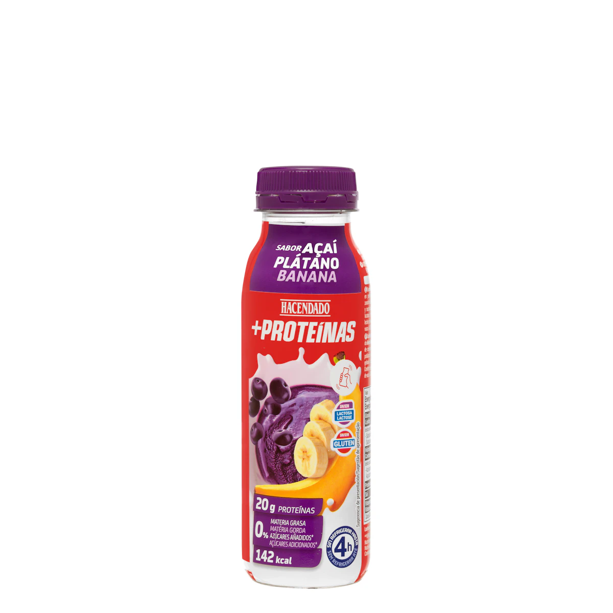 Bebida láctea sabor açaí plátano +Proteínas 20 g 0% MG