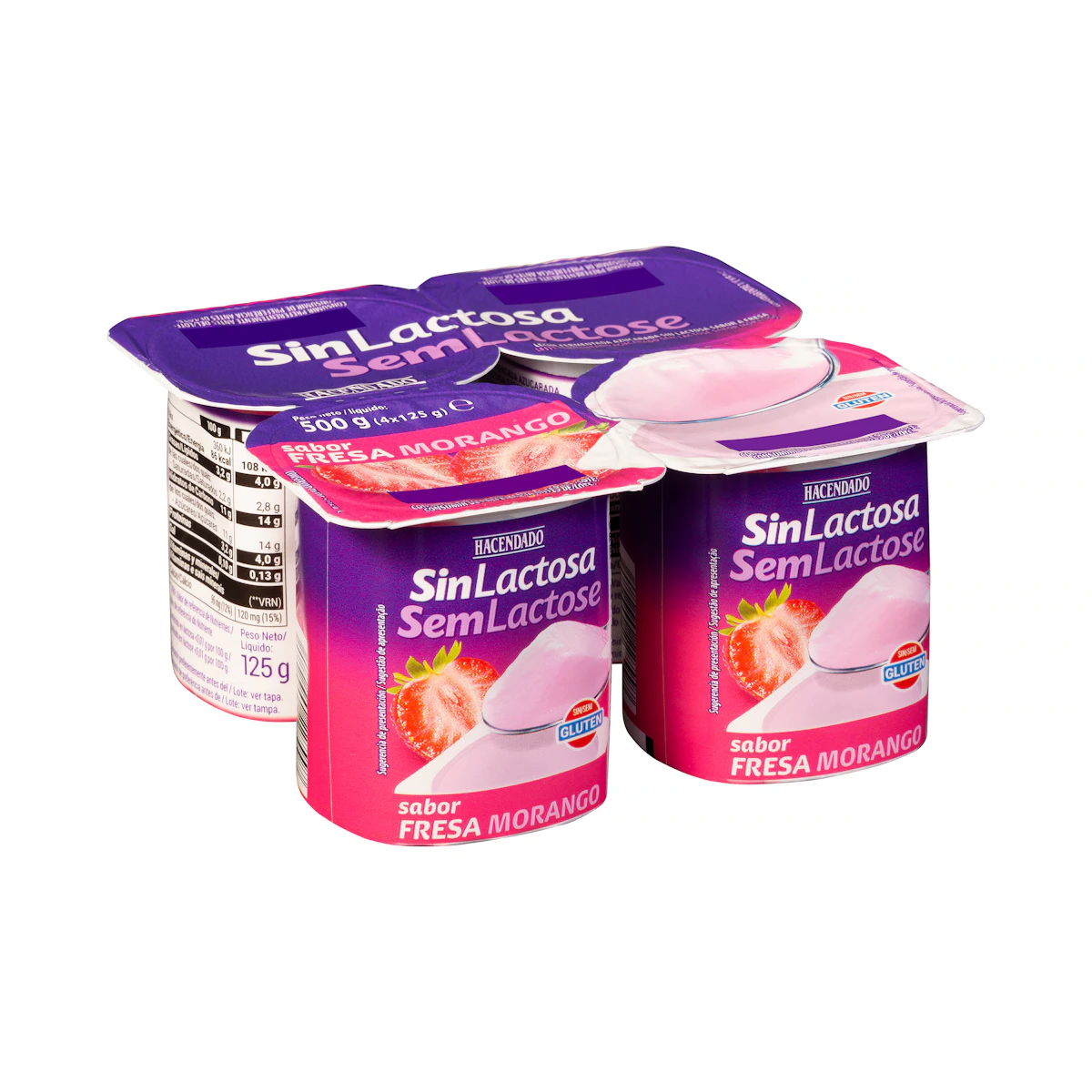 Postre lácteo sabor fresa sin lactosa Hacendado