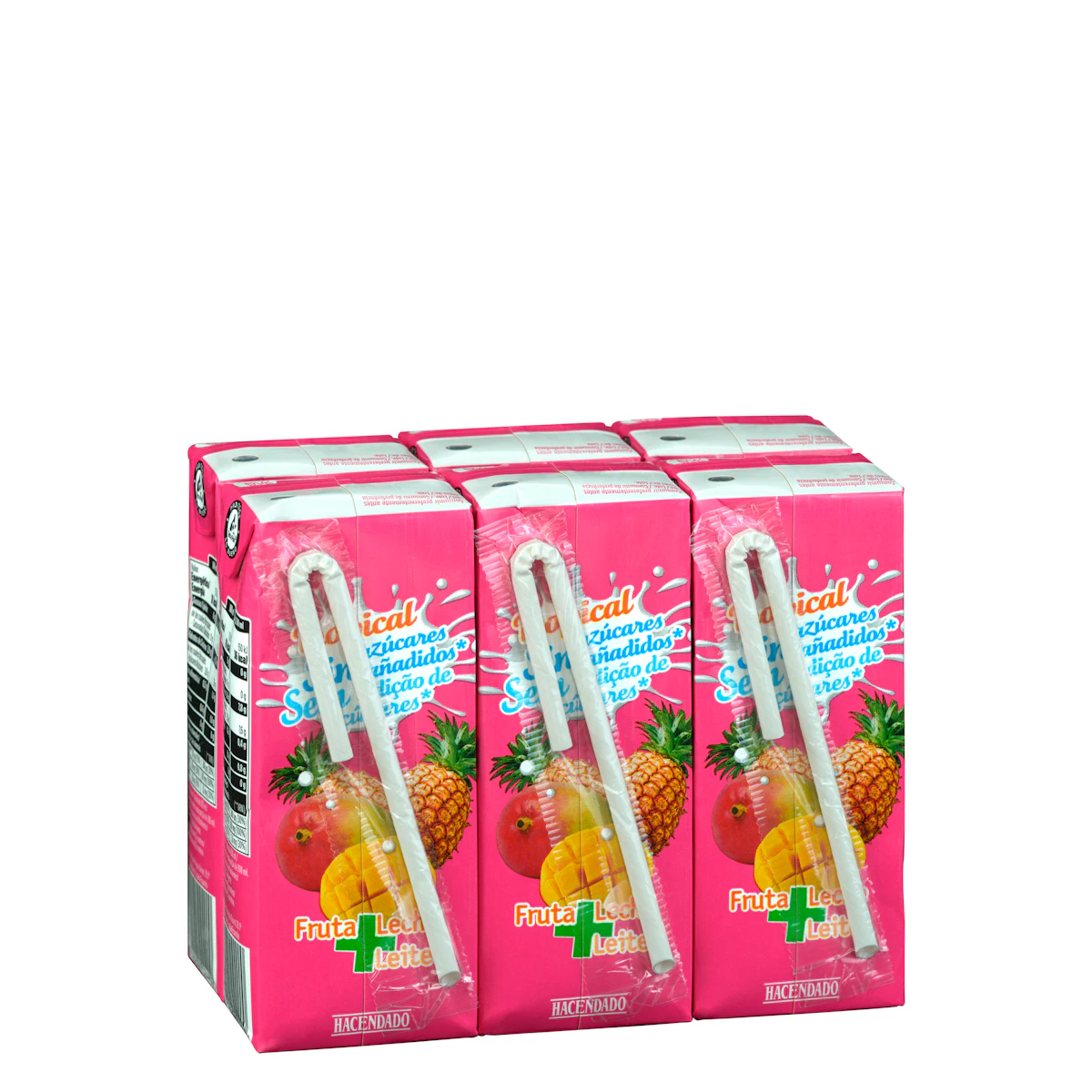 Fruta + leche tropical Hacendado sin azúcares añadidos